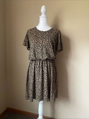 Old Navy Cotton Leopard Print T-shirt Dress Large